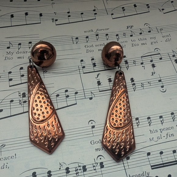 Copper Dangle Earrings - Picture 1 of 11